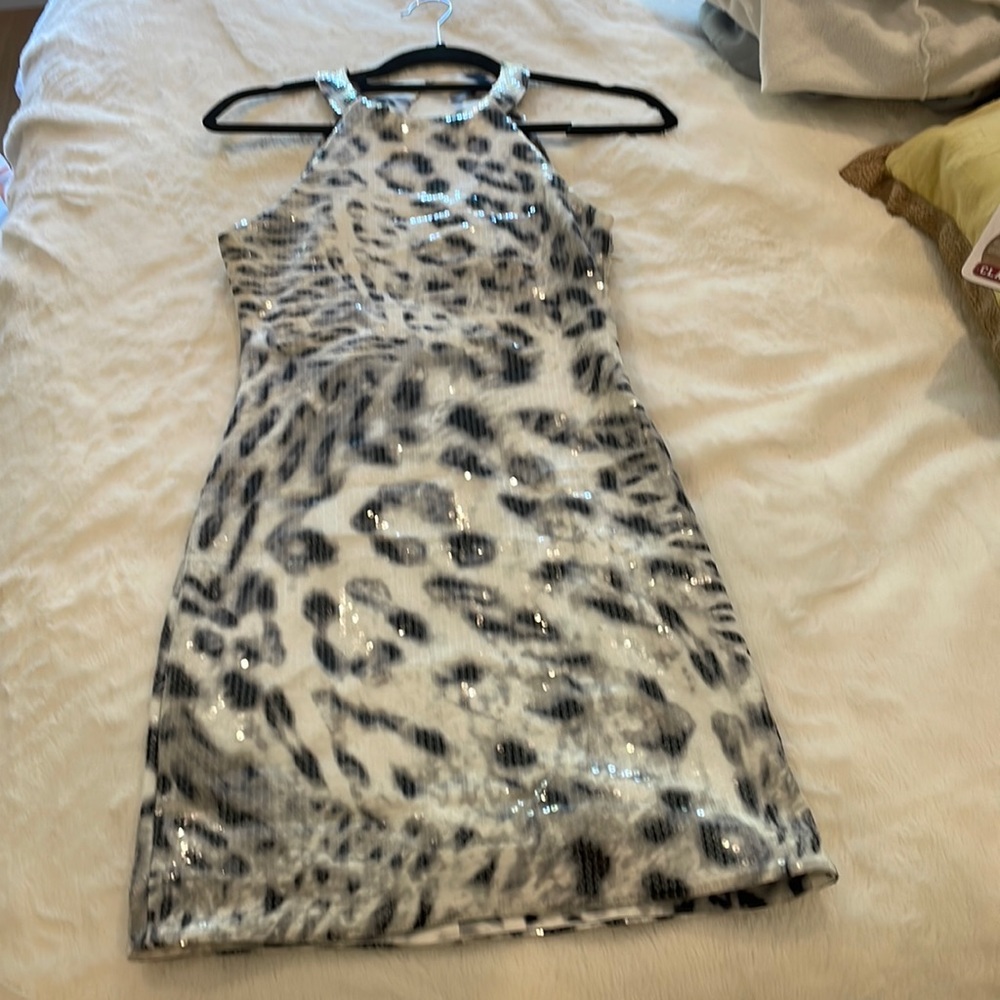 Zebra print sequin dress